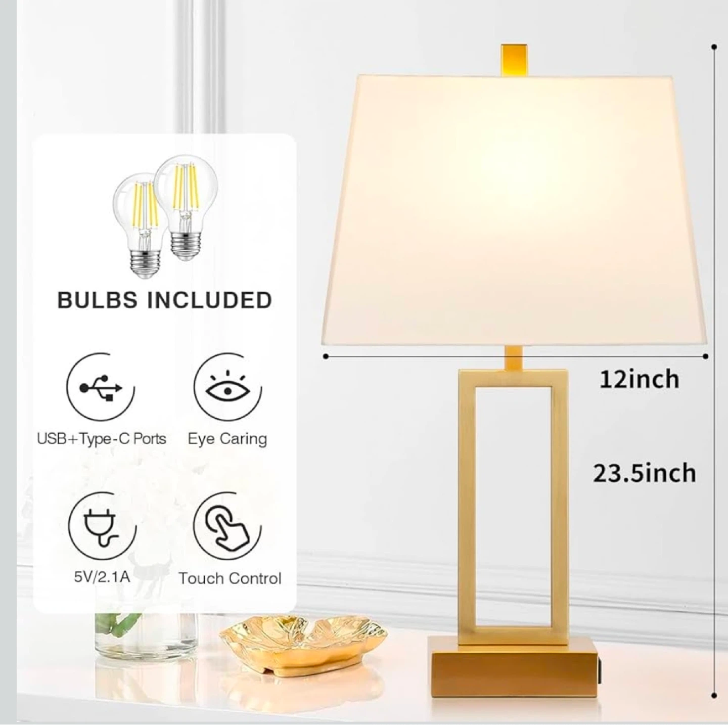 Table Lamps with USB Ports and Bulbs Included - photo 3