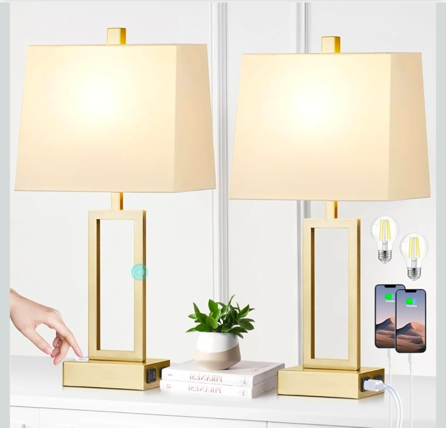 Table Lamps with USB Ports and Bulbs Included