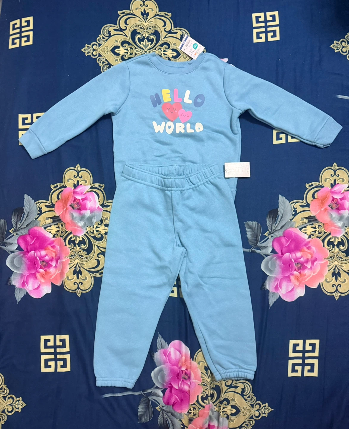 Blue "Hello World" Sweatshirt and Pants Set - photo 2