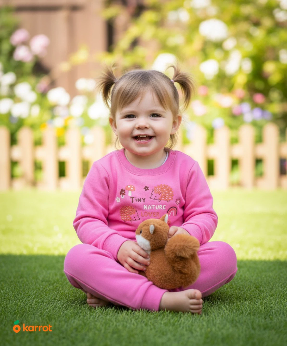 Girls Pink "Tiny Nature Lover" Sweatshirt and Pants Set