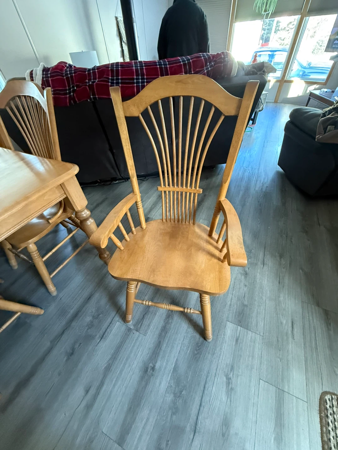 Wooden oak Dining Table with 6 Chairs + leaf - photo 3