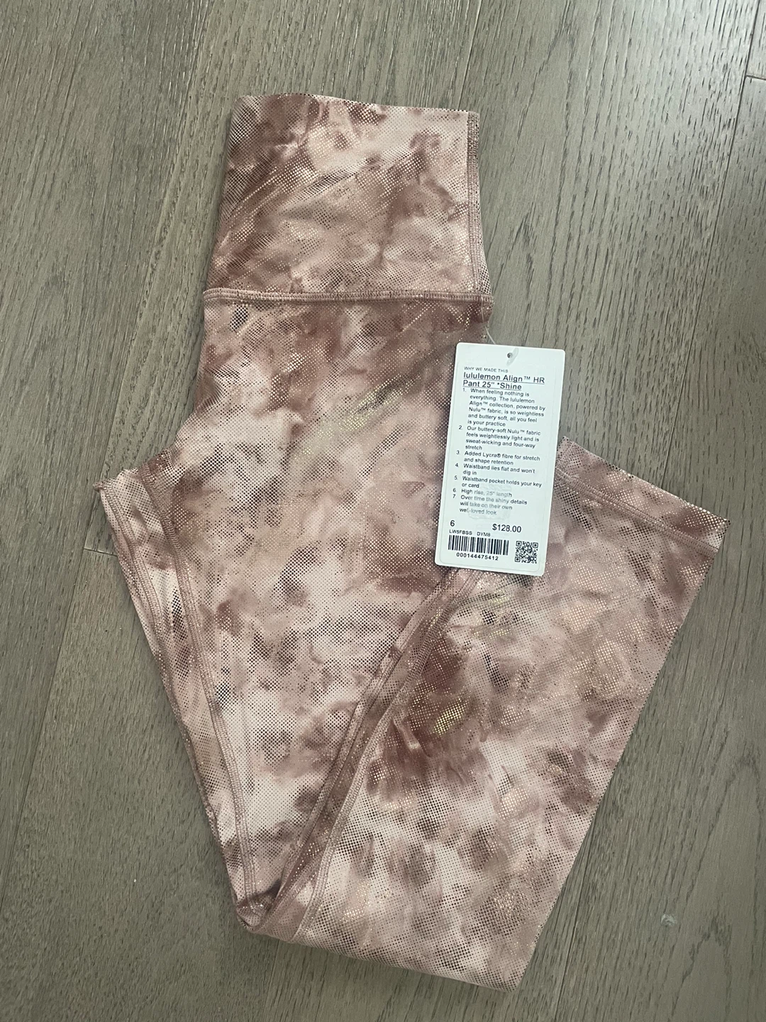 NEW! Lululemon Align HR Pants 25" Shiny Rose Gold Size 6