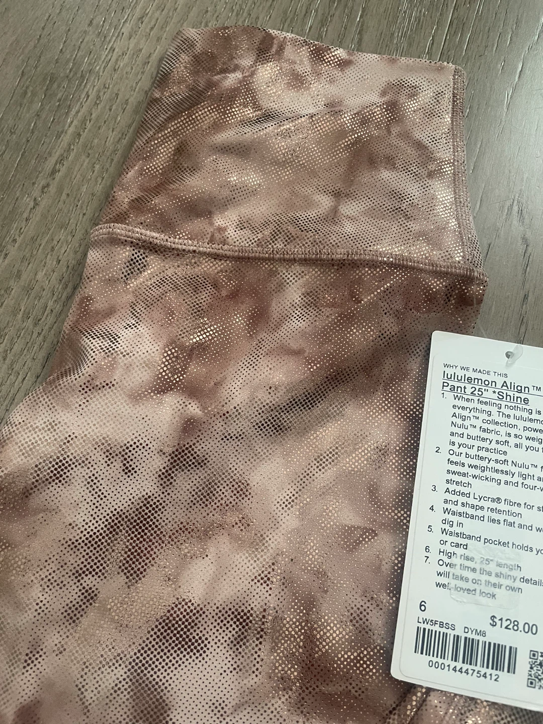 NEW! Lululemon Align HR Pants 25" Shiny Rose Gold Size 6 - photo 2