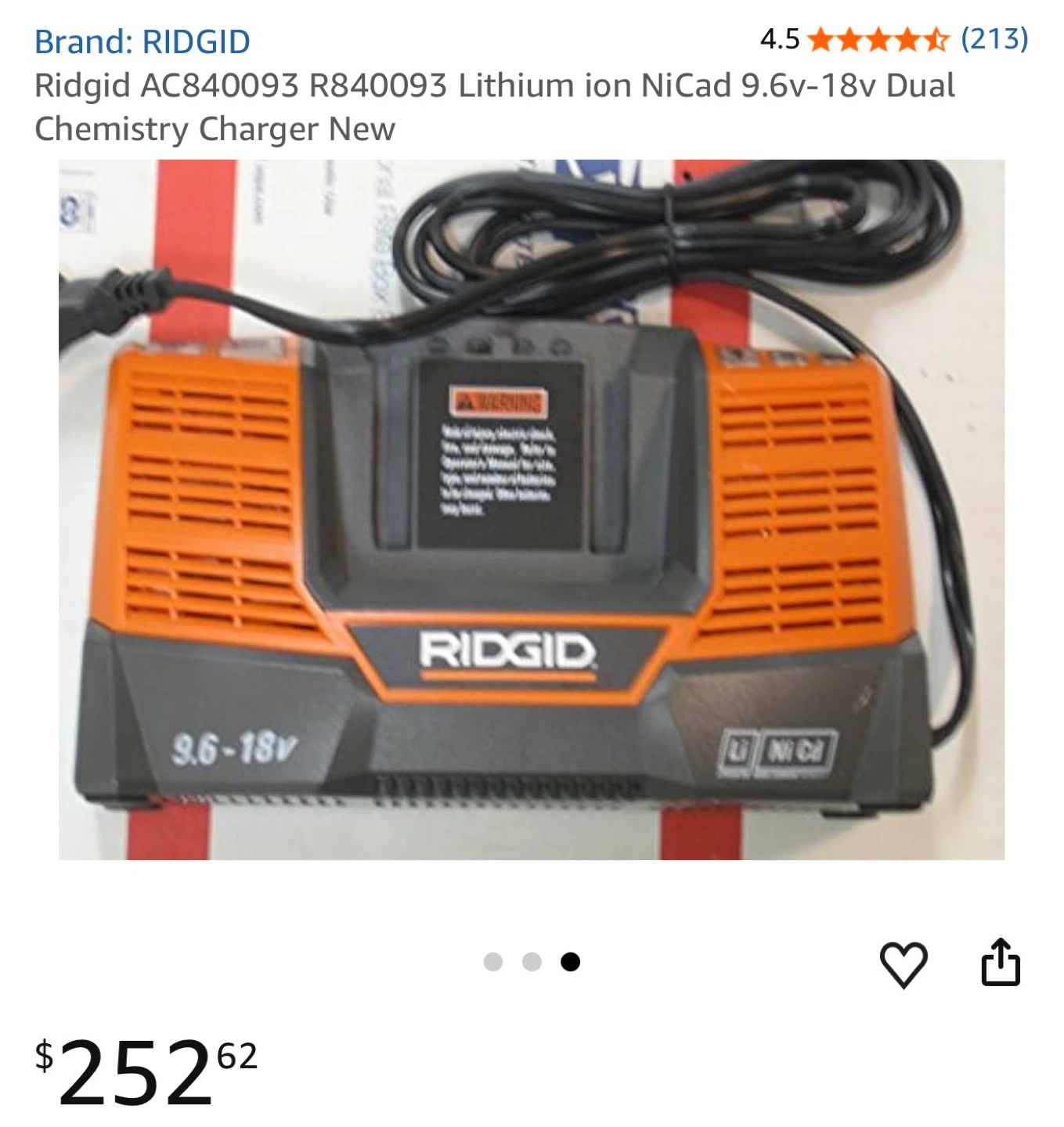 RIDGID 9.6-18V Dual Chemistry Charger - photo 3