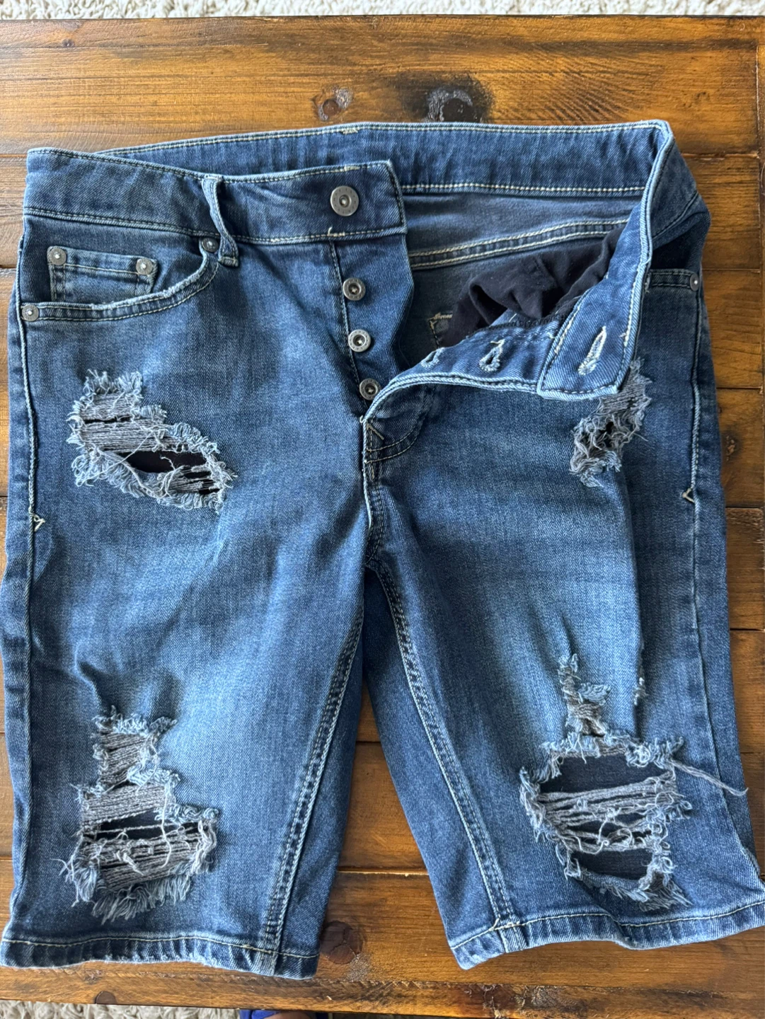 Topman Distressed Denim Shorts W30