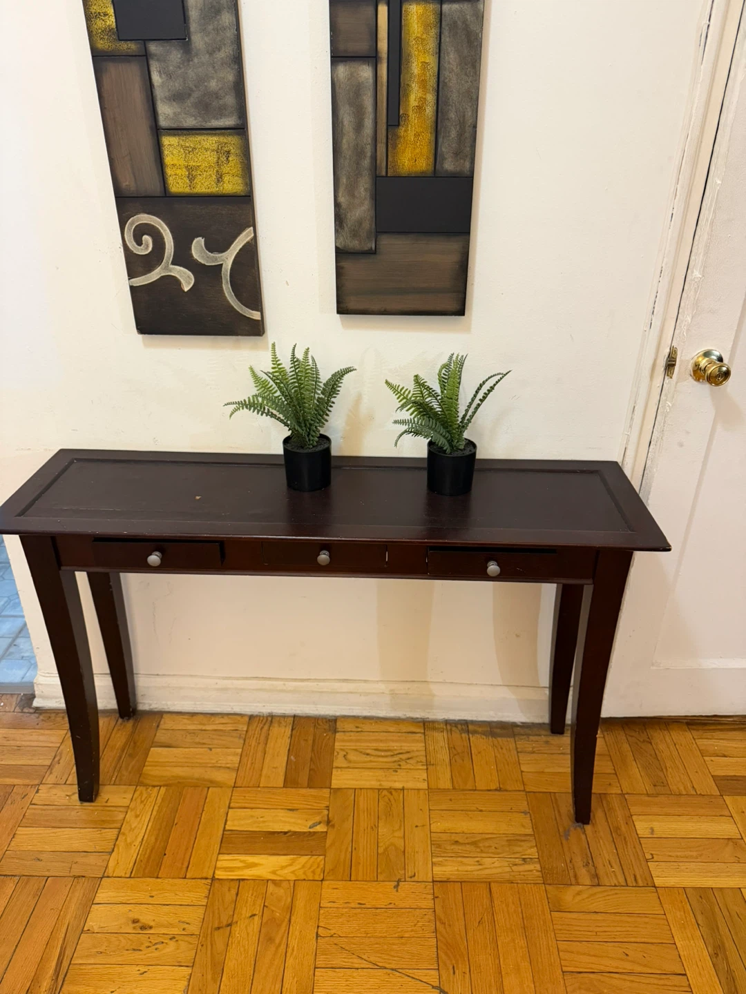 Dark Wood Console Table with Drawers