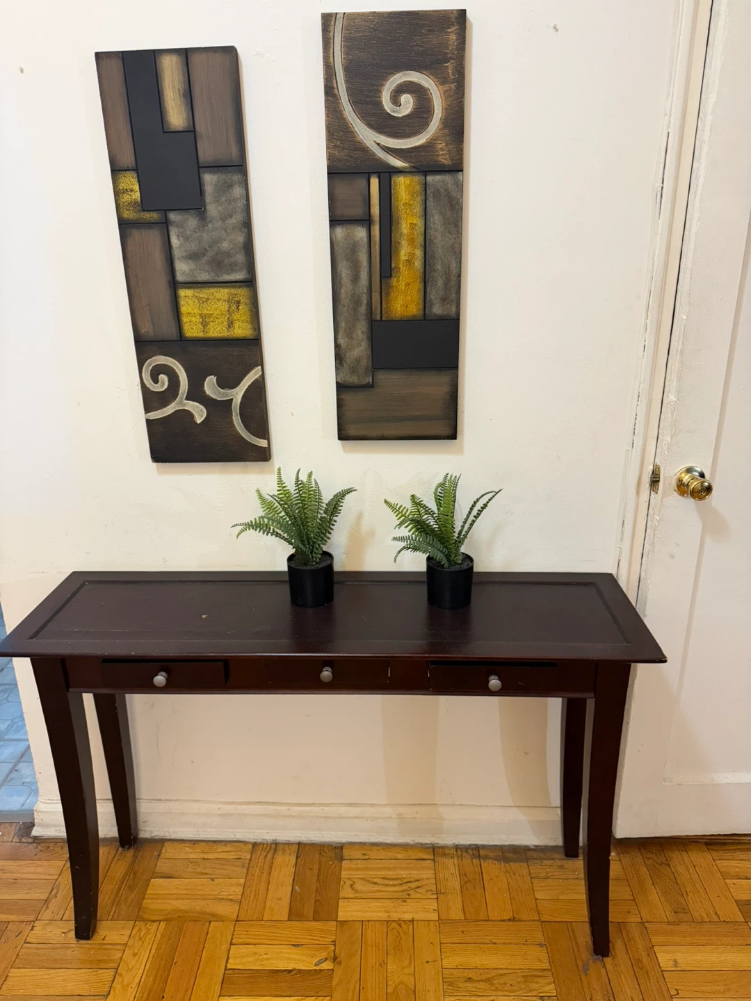 Dark Wood Console Table with Drawers - photo 2