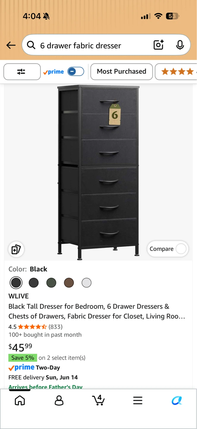 6 Drawer Fabric Dresser