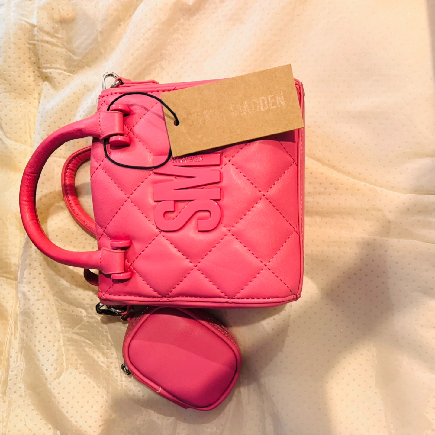 Steve Madden Pink Quilted Mini Bag with Coin Pouch