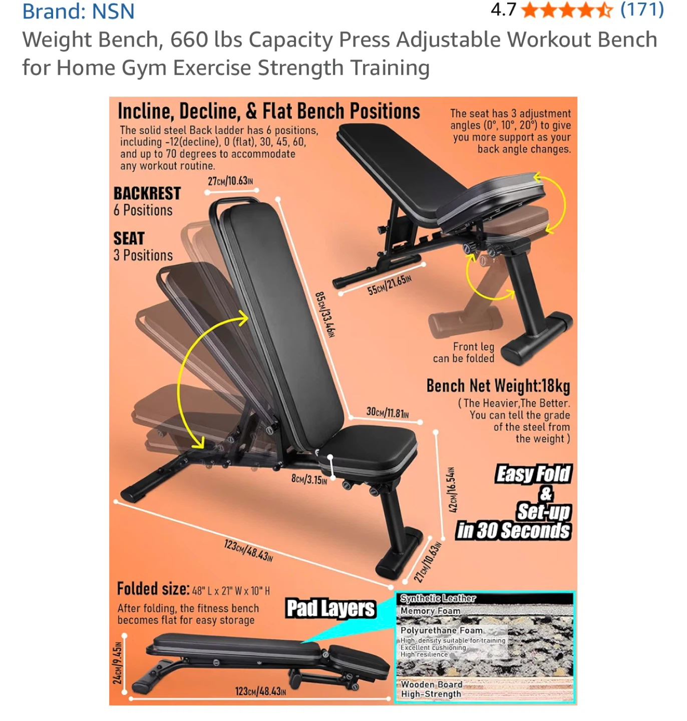 NSN Adjustable Workout Bench - photo 5