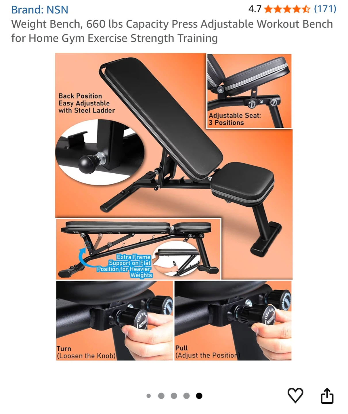 NSN Adjustable Workout Bench - photo 4