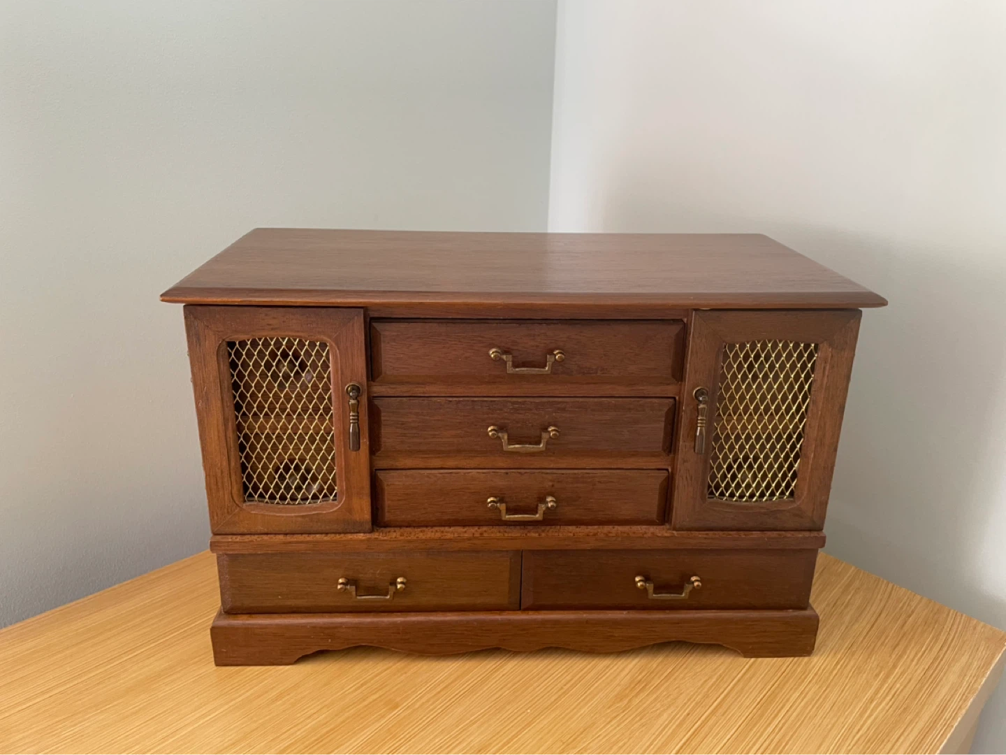 Wooden Jewellery Box with Drawers and Doors