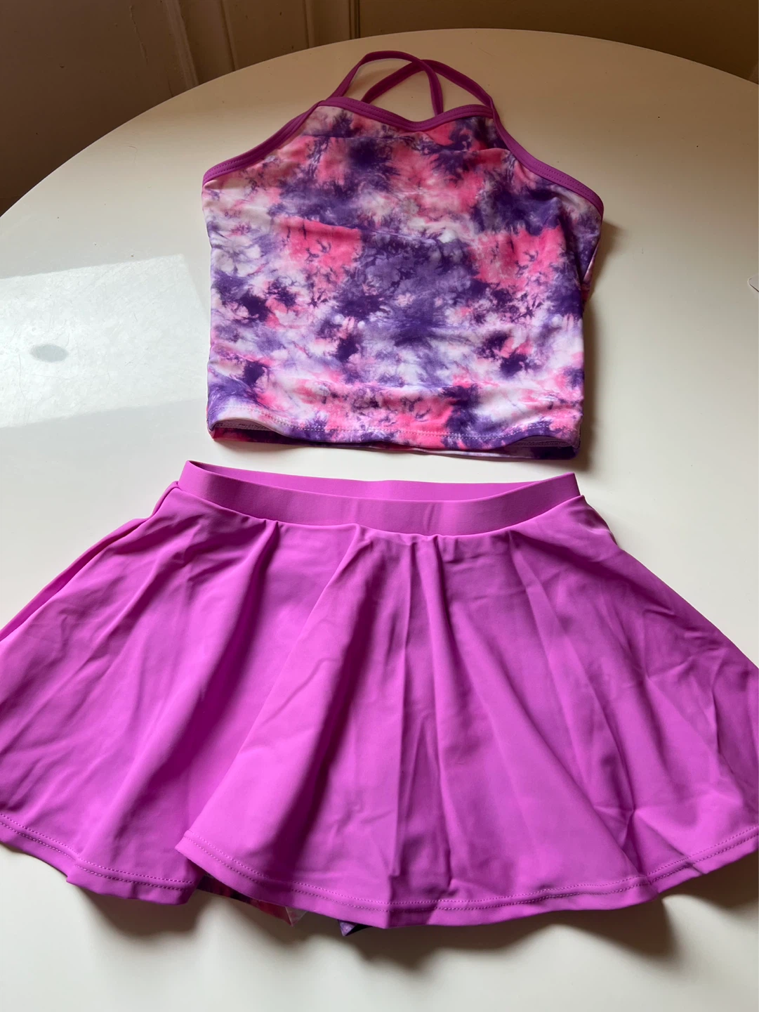 (New)Girls Tie-Dye Tank Top/ Skort Set swimwear