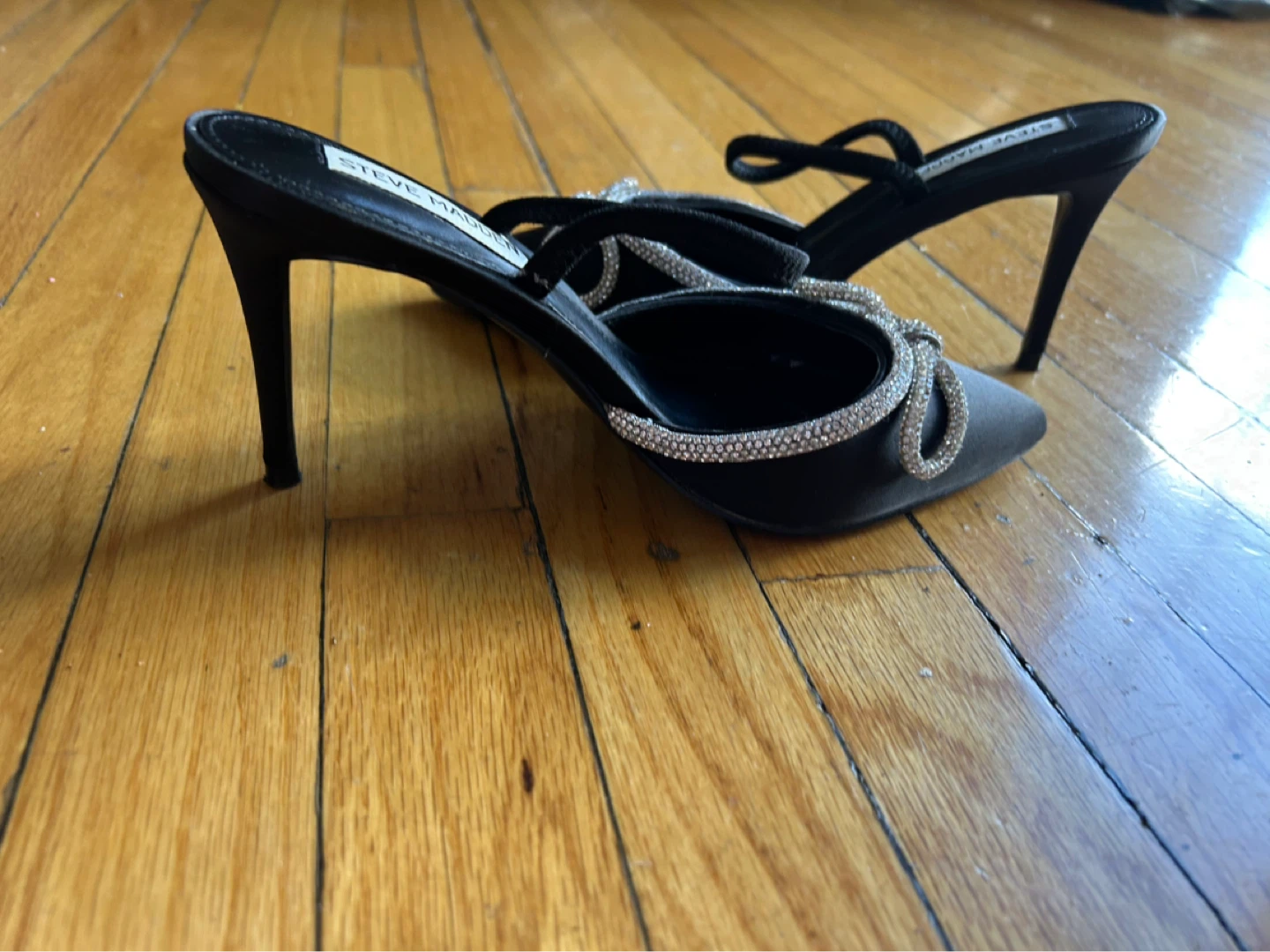 Steve Madden Black Embellished Bow Heels