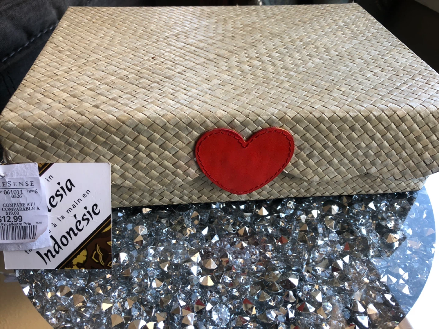 NEW Handwoven Basket with Red Heart Magnet Closure