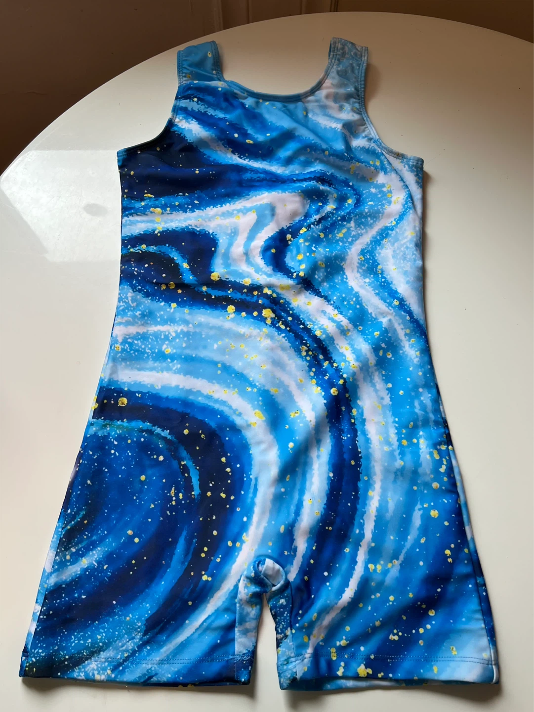 New- Girls' Gymnastics Leotard Blue Swirl