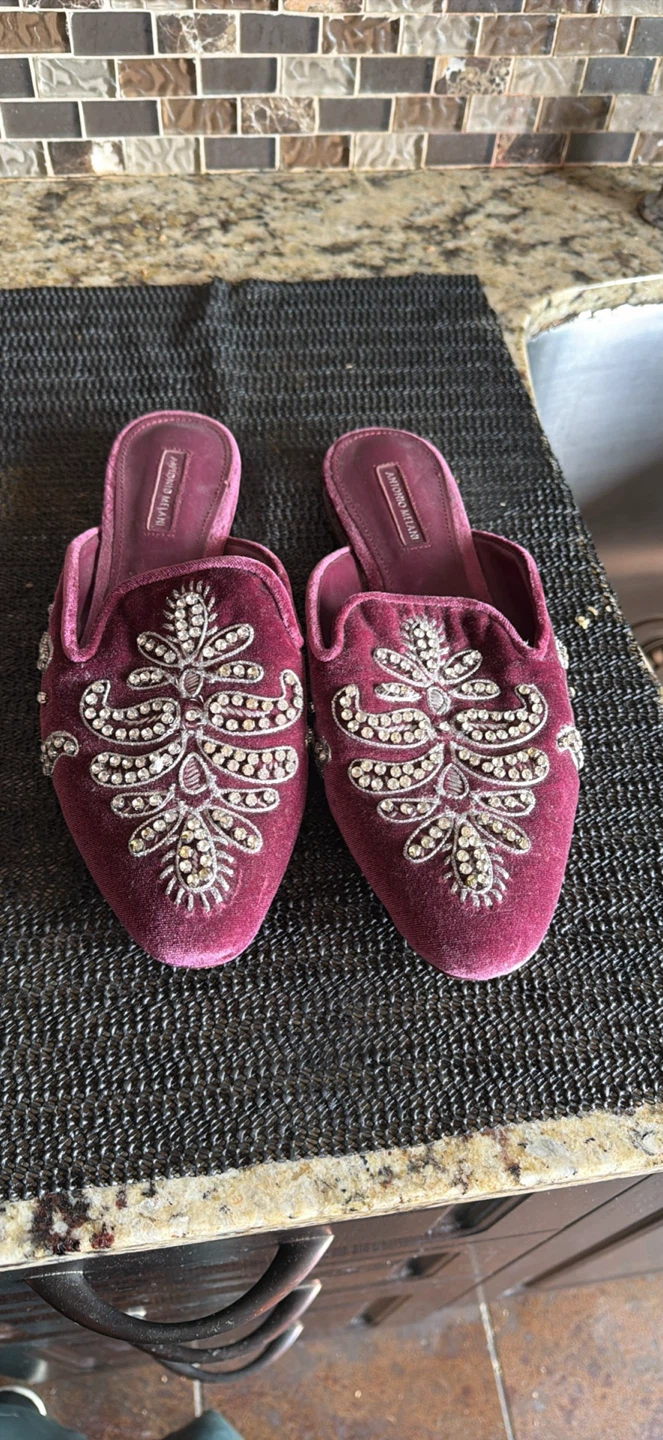 Antonio Melani Velvet Embellished Mules