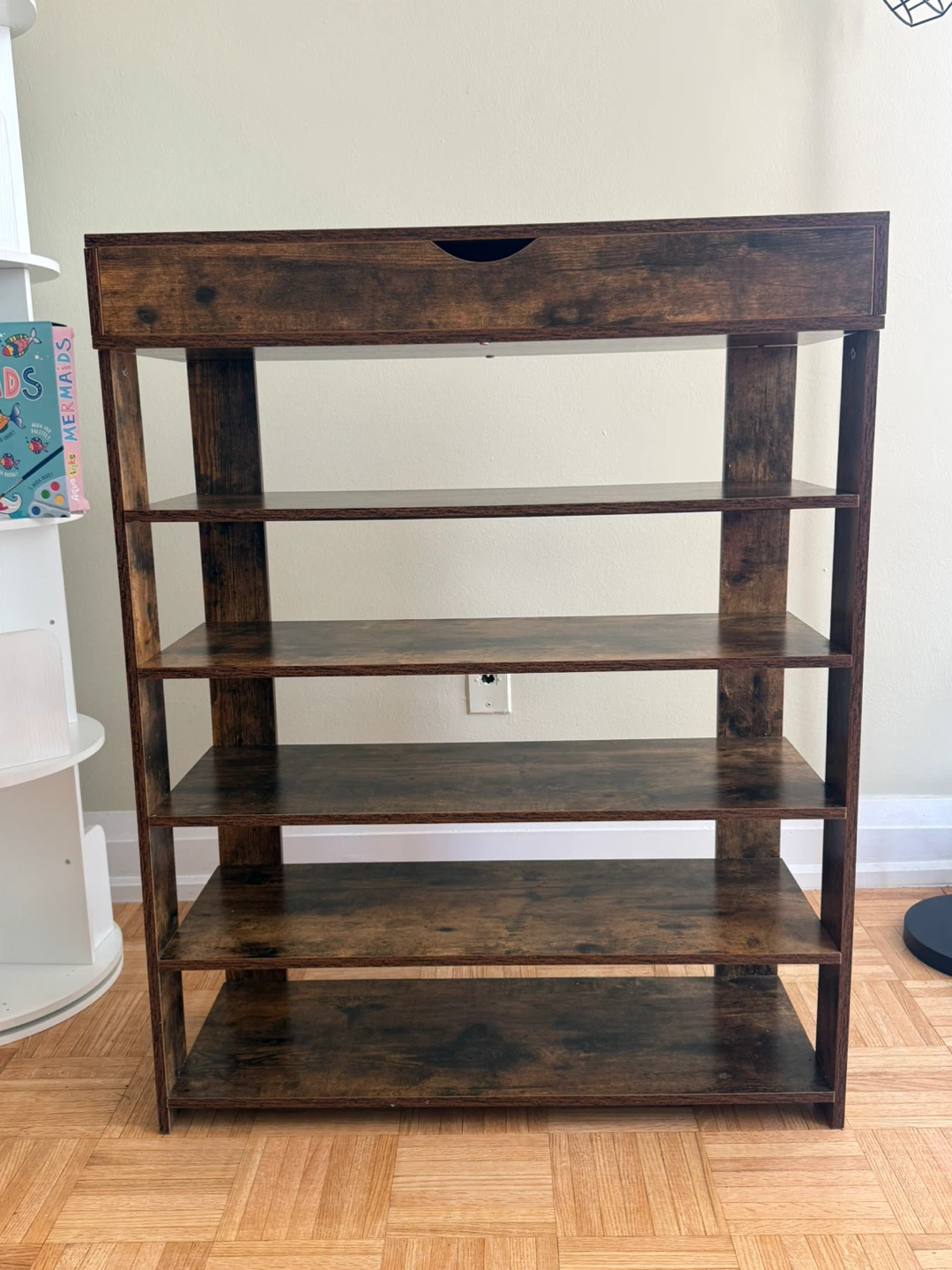 Rustic Brown 5-Tier Shoe Rack with Top Storage - photo 2