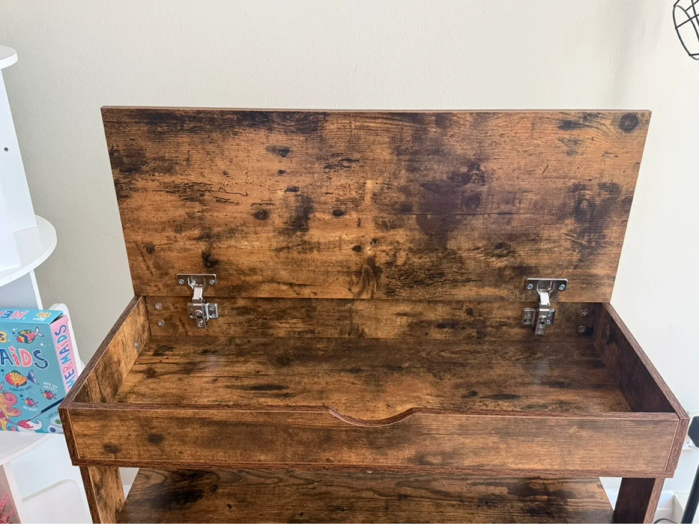 Rustic Brown 5-Tier Shoe Rack with Top Storage - photo 3