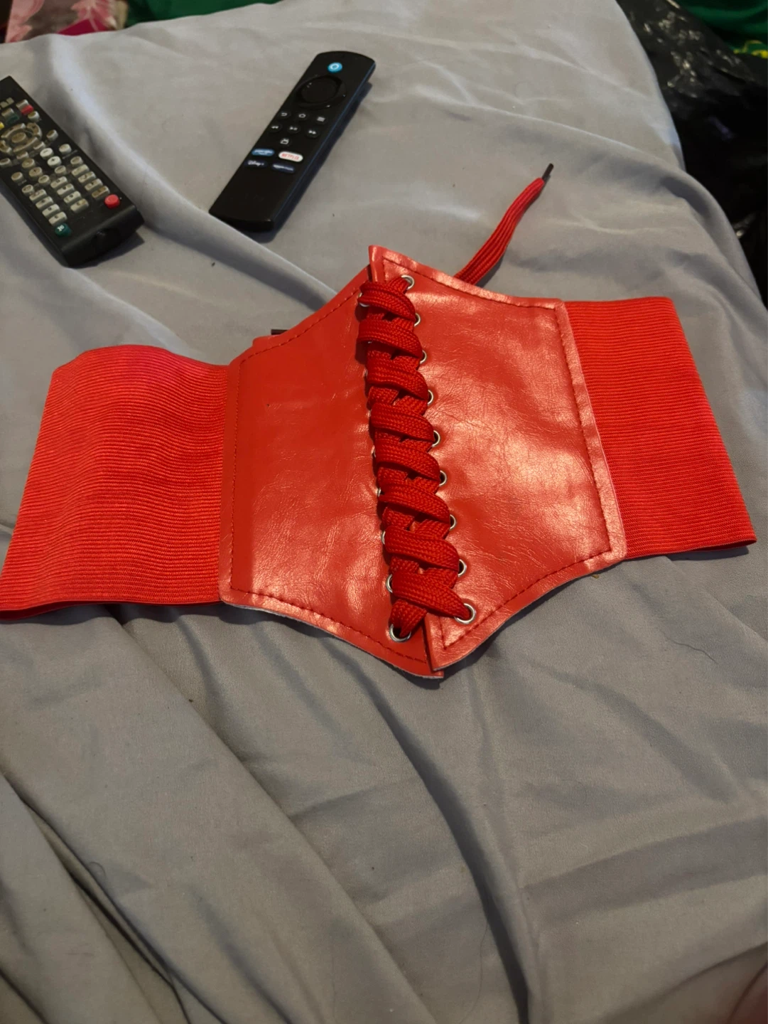 Red Corset Belt with Lacing