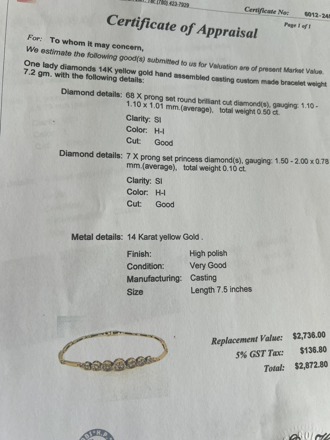 14K Yellow Gold Diamond bracelet w/appraisal - photo 4