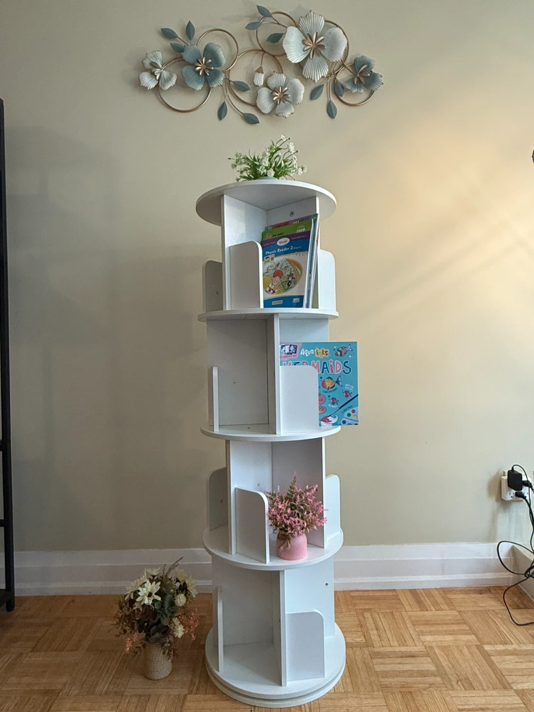 OTK Rotating Bookshelf 360° White 4 Tier
