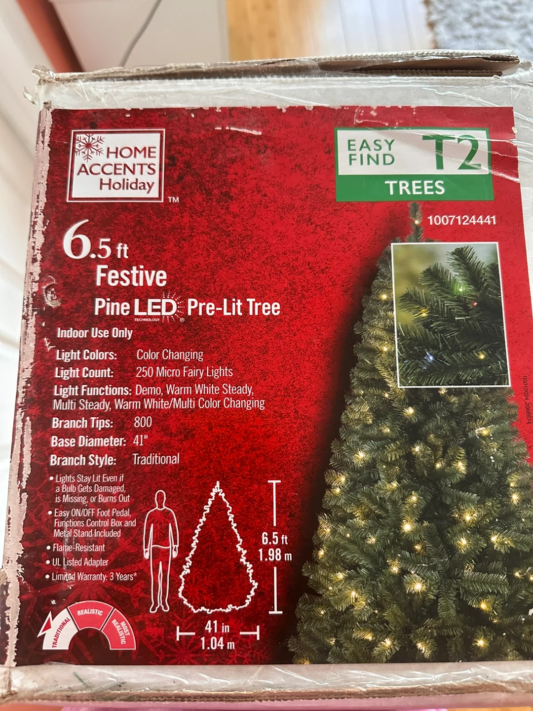 Home Accents Holiday 6.5 ft Festive Pine LED Pre-Lit Tree