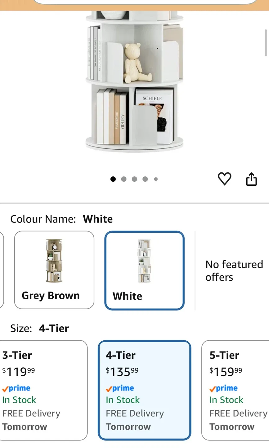 OTK Rotating Bookshelf 360° White 4 Tier - photo 3