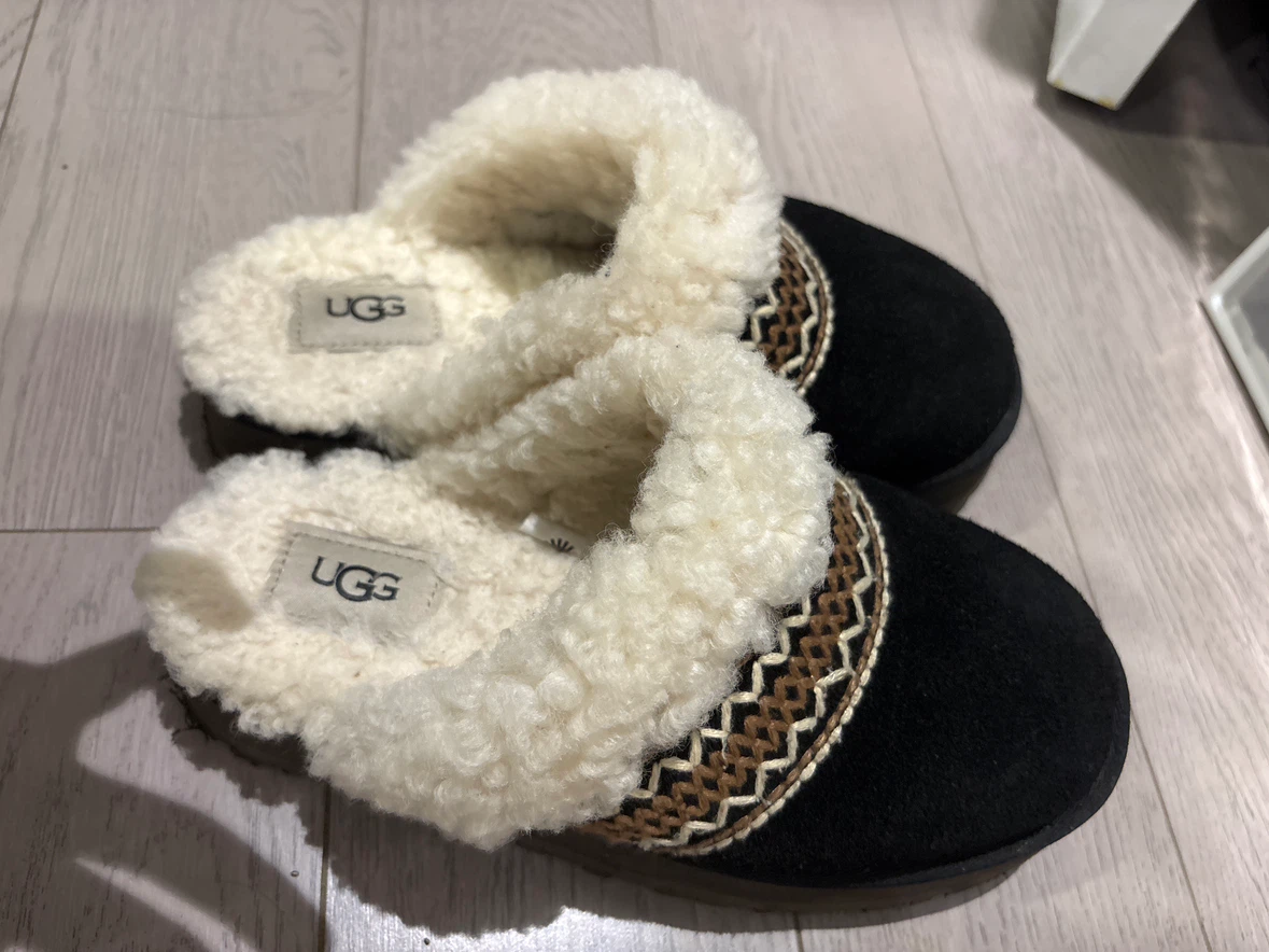 UGG Black Suede Sheepskin Lined Slippers - photo 2