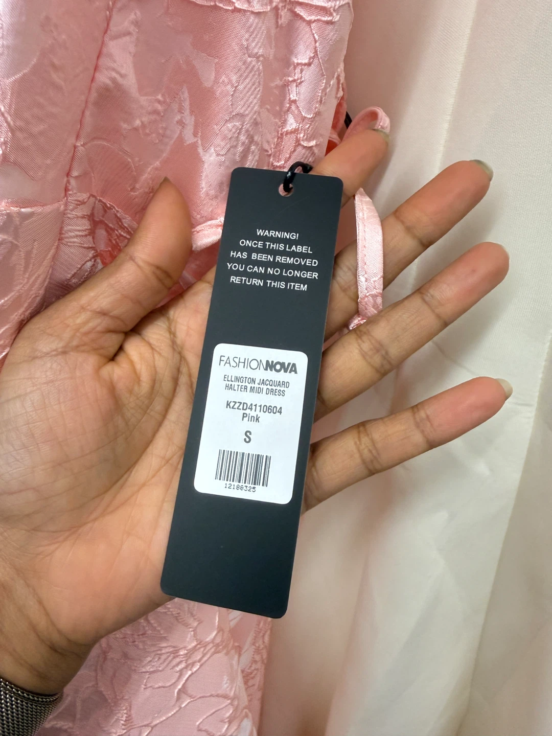 Fashion Nova Pink Jacquard Halter Midi Dress - Size S - photo 5