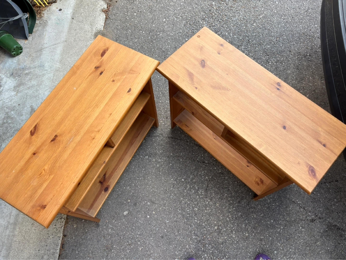 Set of 2 Wooden Side Tables / Shelving Units - photo 3