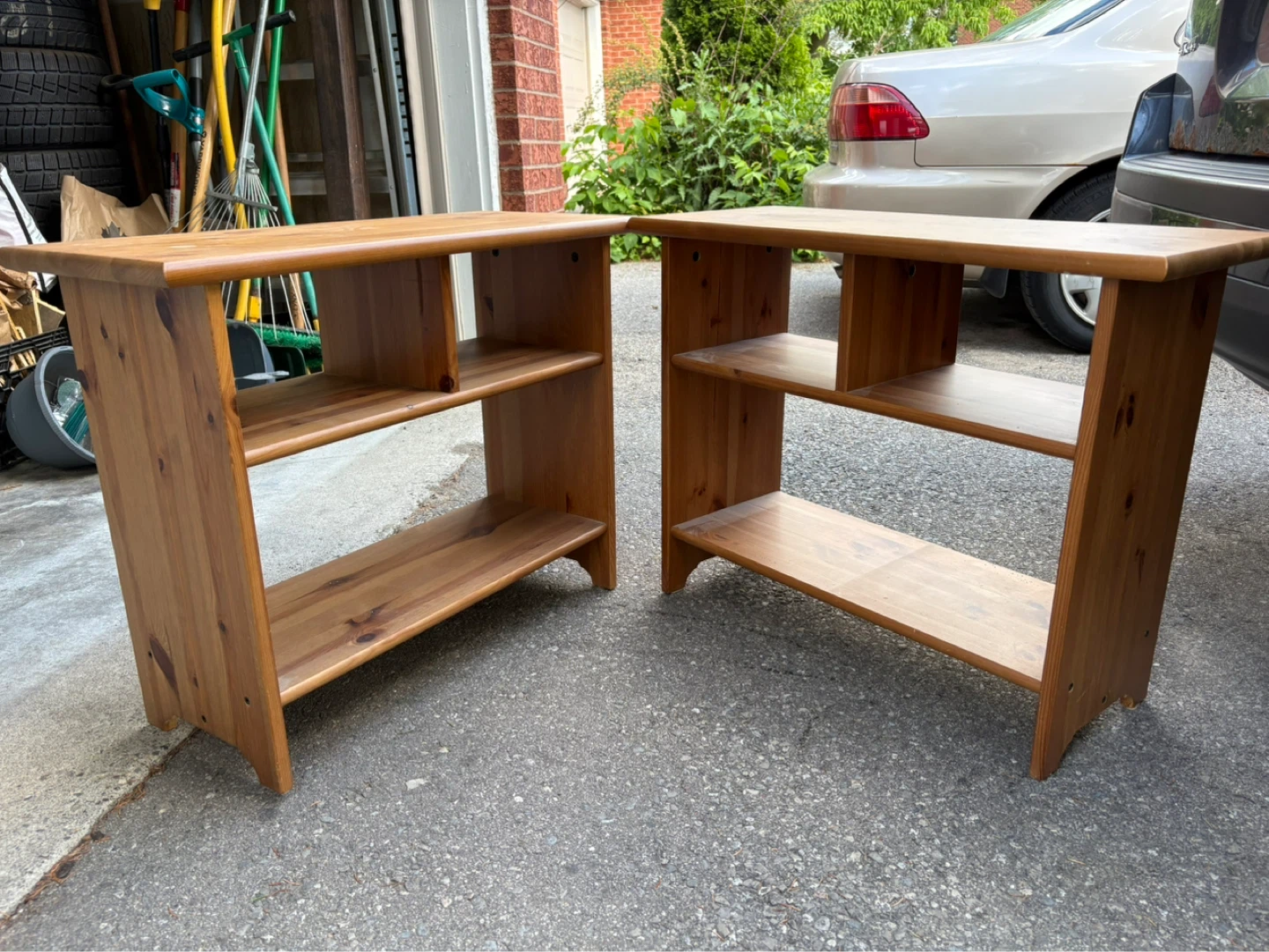 Set of 2 Wooden Side Tables / Shelving Units