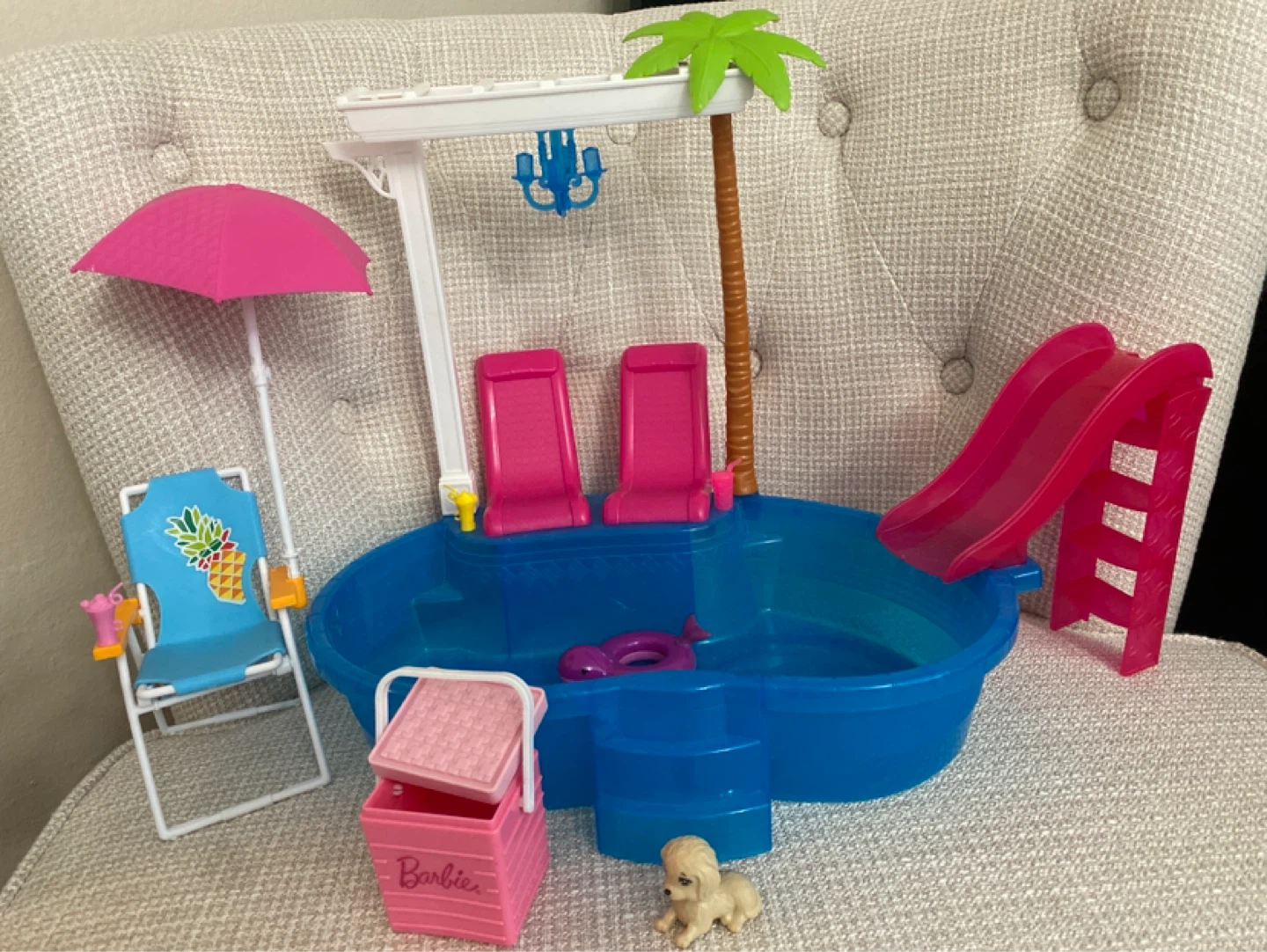 Barbie Pool Playset with Beach Chair and Cooler