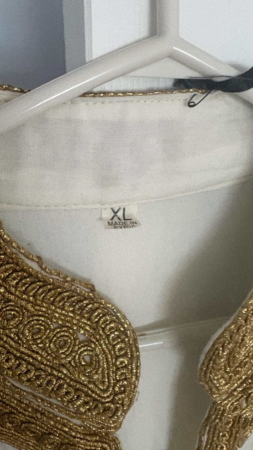 White Kaftan Dress with Gold Embroidery - Size XL - photo 3