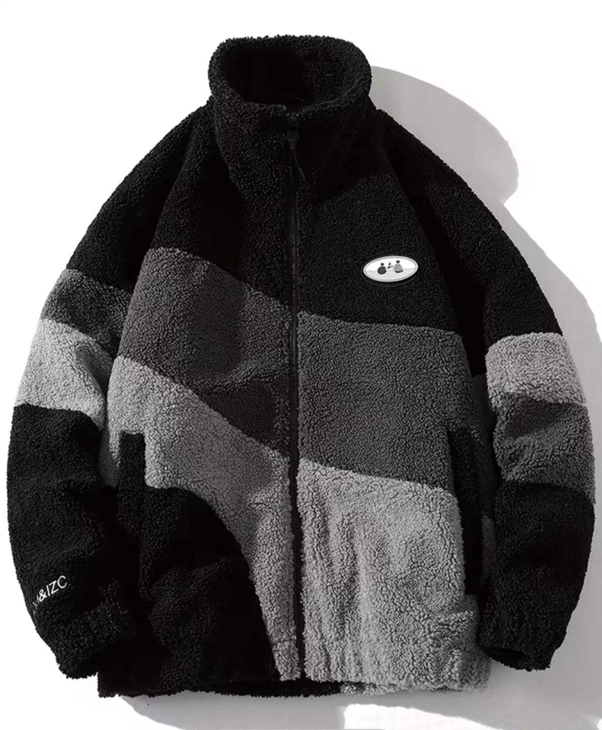 Colour-blocked fuzzy jacket