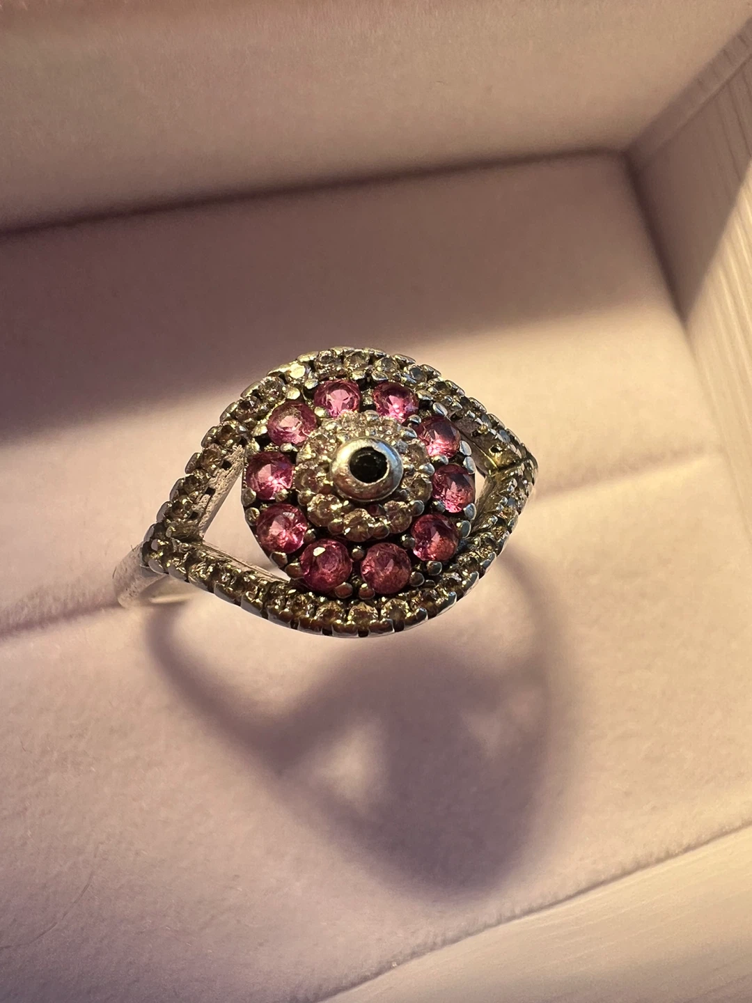 Silver 925  Ring with Pink and Clear Stones - photo 4
