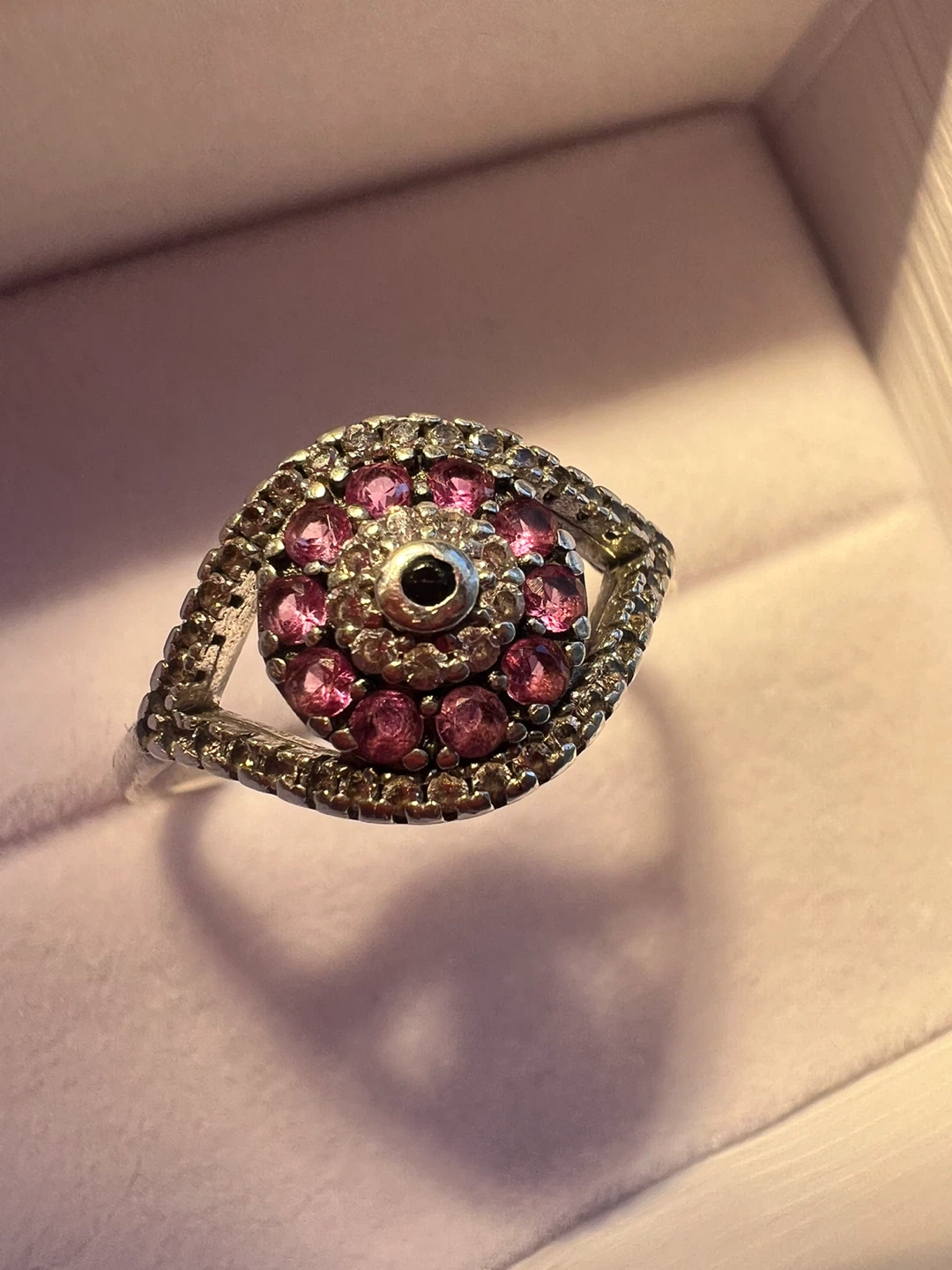 Silver 925  Ring with Pink and Clear Stones - photo 2