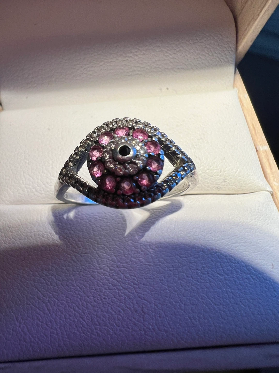 Silver 925  Ring with Pink and Clear Stones - photo 3
