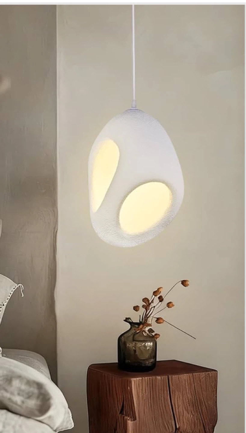 White Stone-Like Pendant Light Fixture
