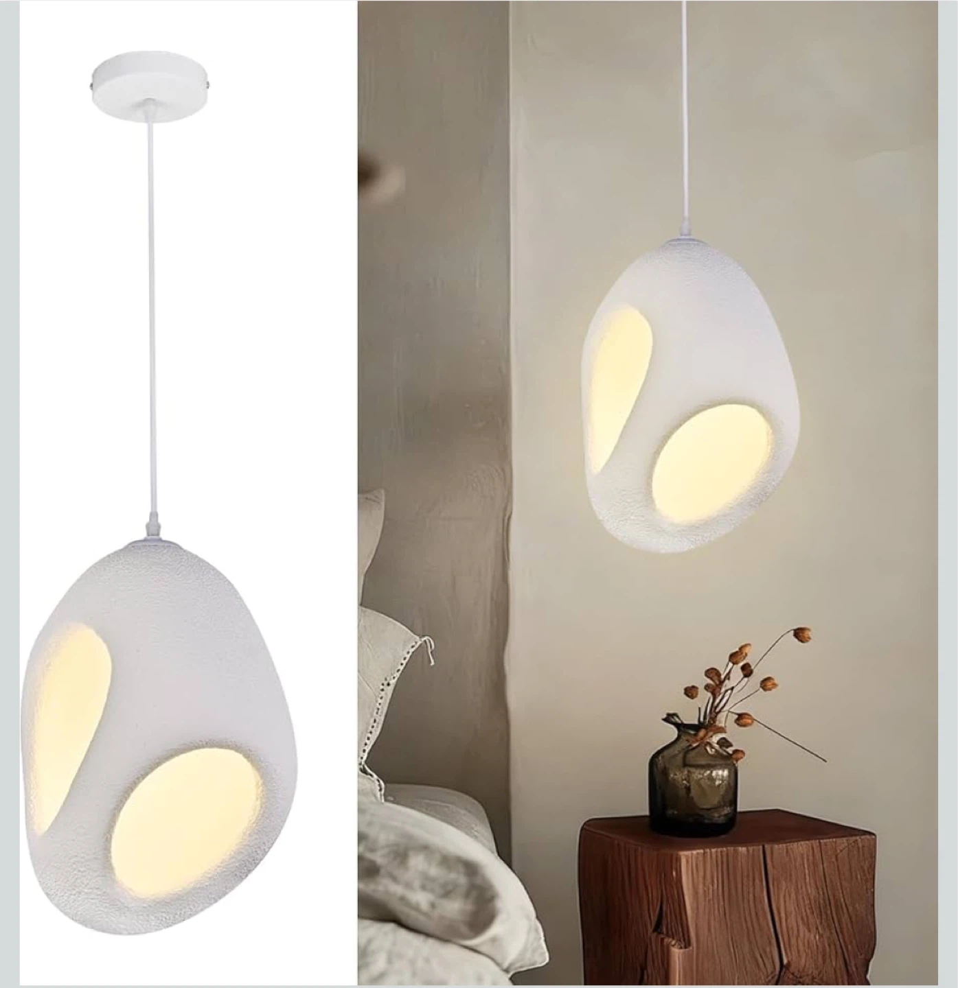 White Stone-Like Pendant Light Fixture - photo 3