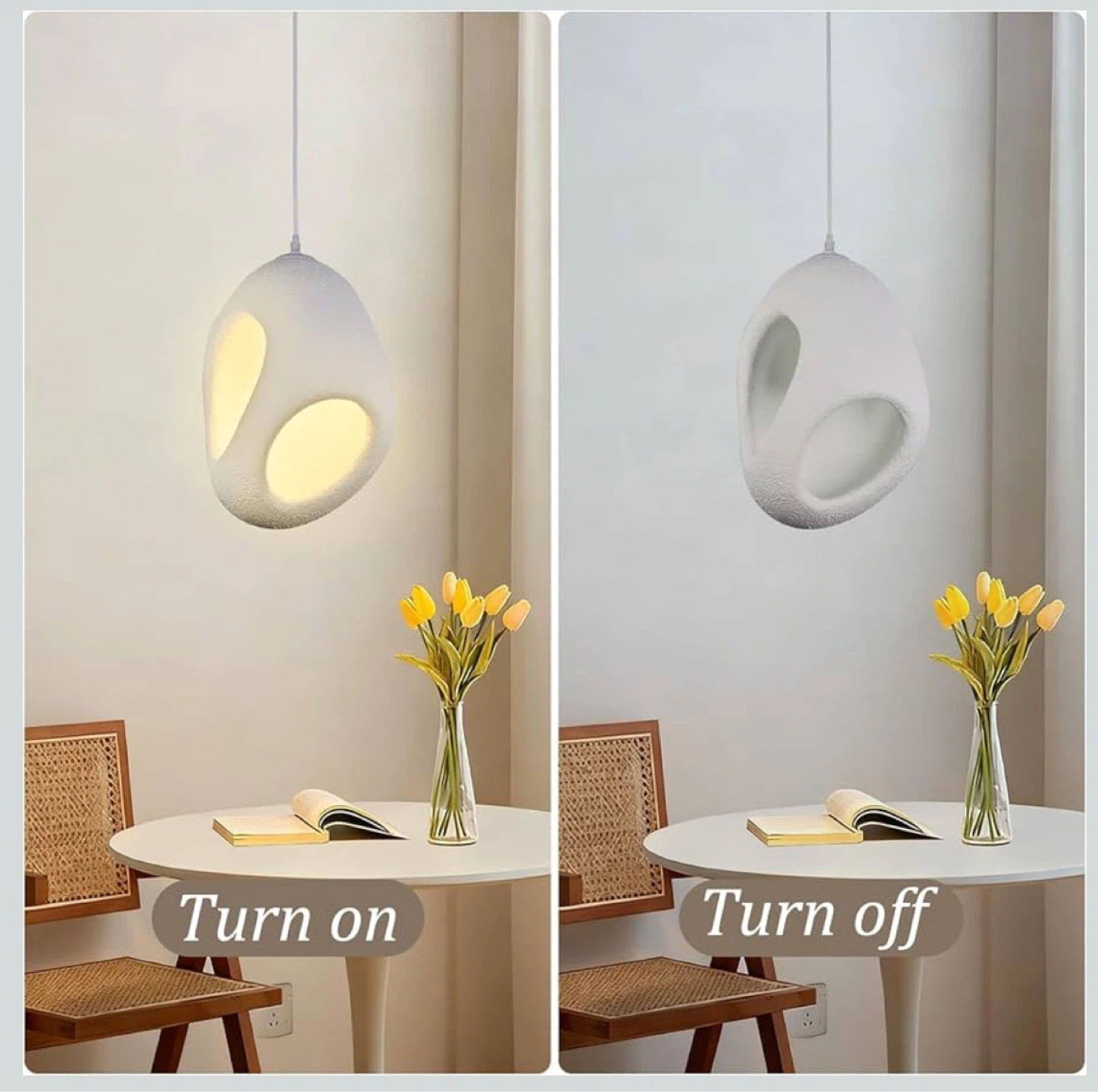 White Stone-Like Pendant Light Fixture - photo 2