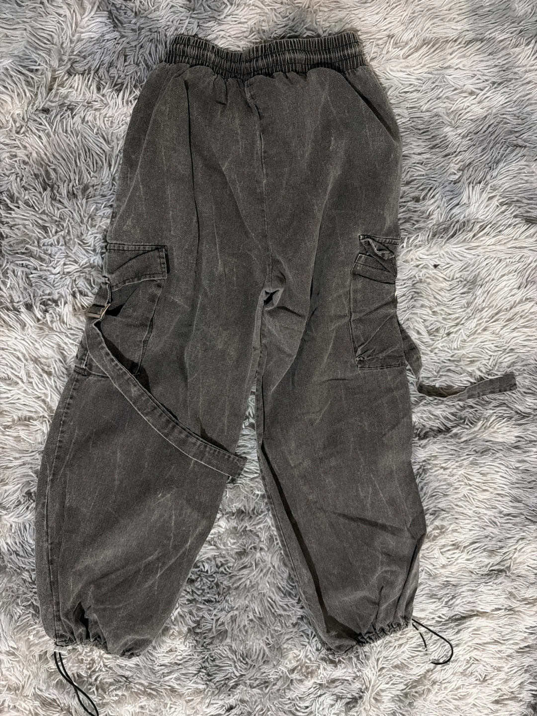 Womens Washed Black Cargo Pants - photo 2