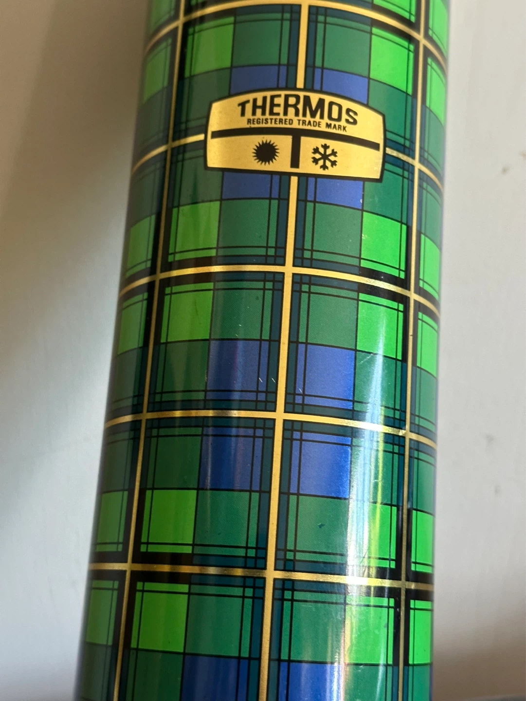 Vintage blue tartan thermos so nice and clean - photo 3