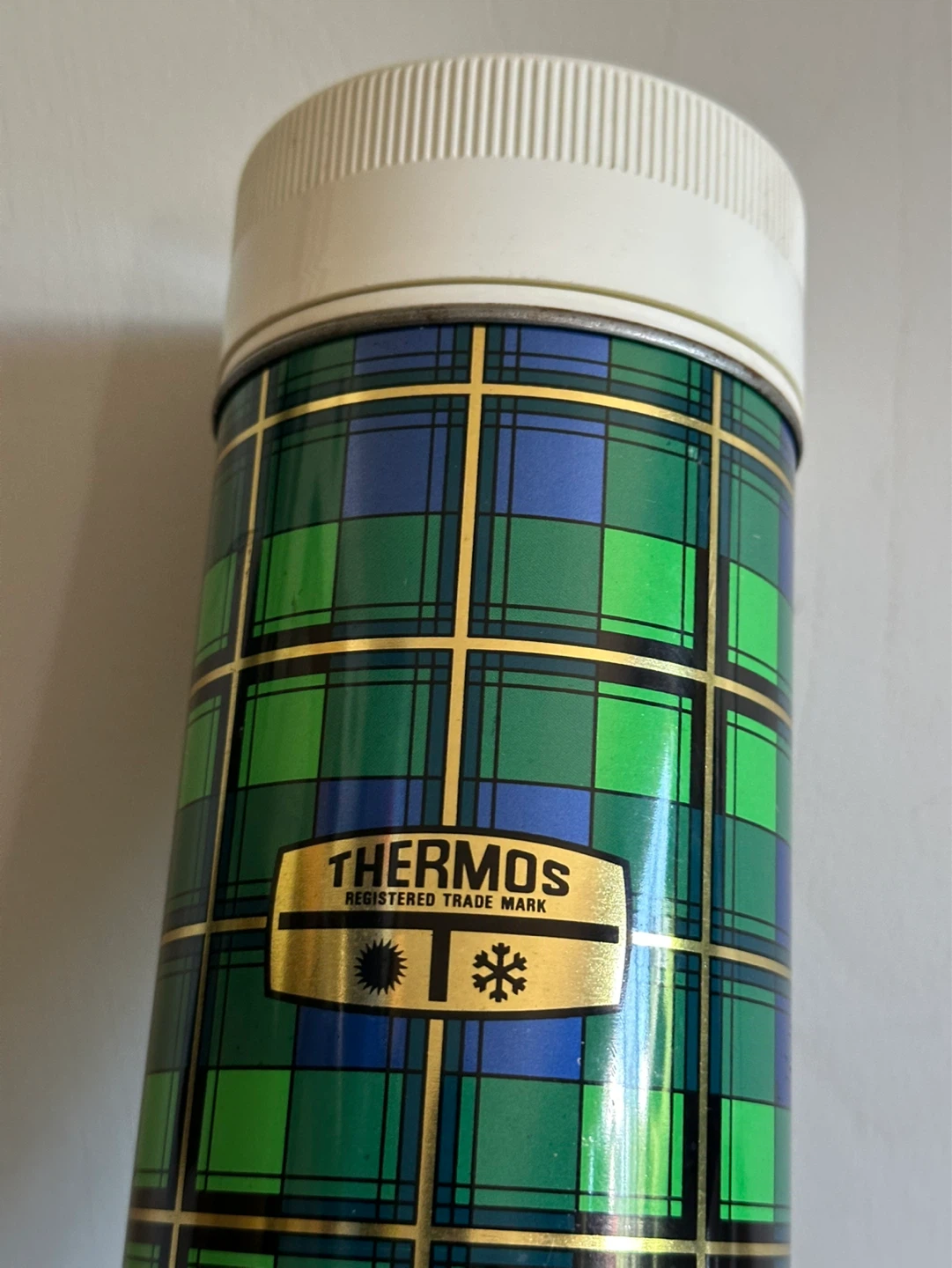 Vintage blue tartan thermos so nice and clean - photo 2