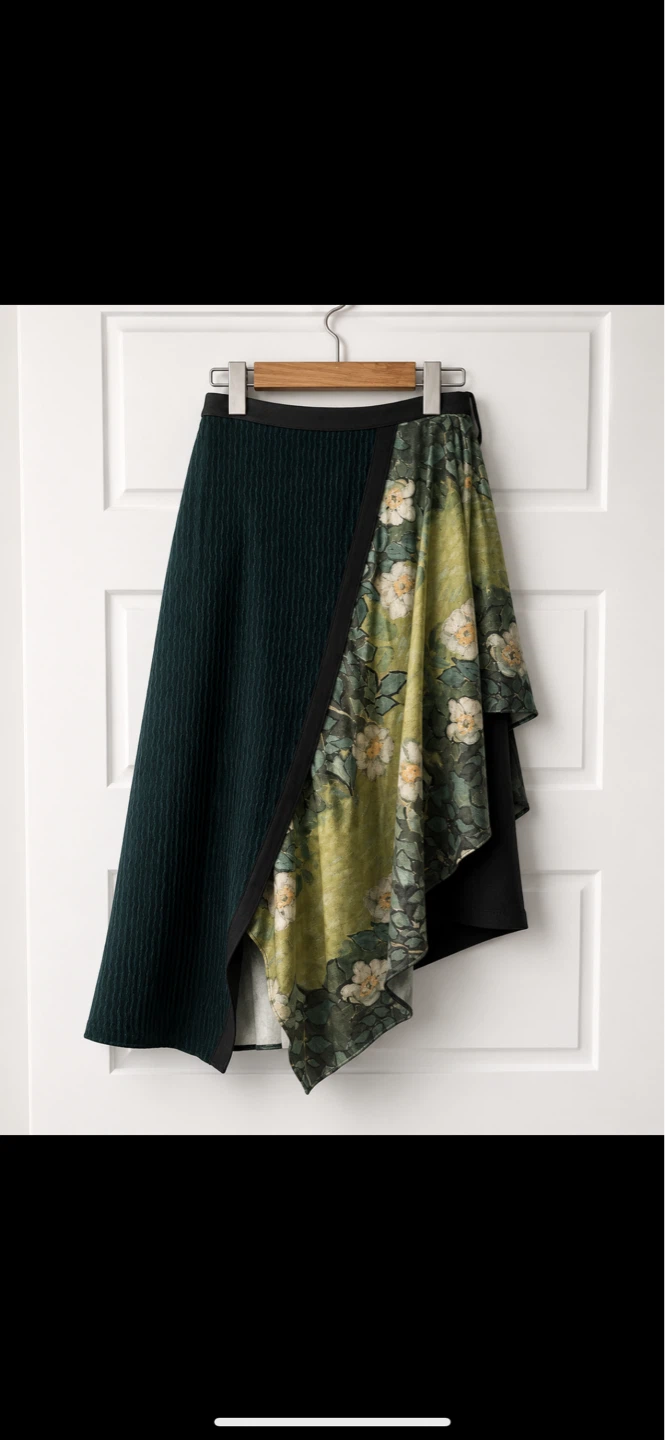 Asymmetrical Floral Print Skirt - Size S