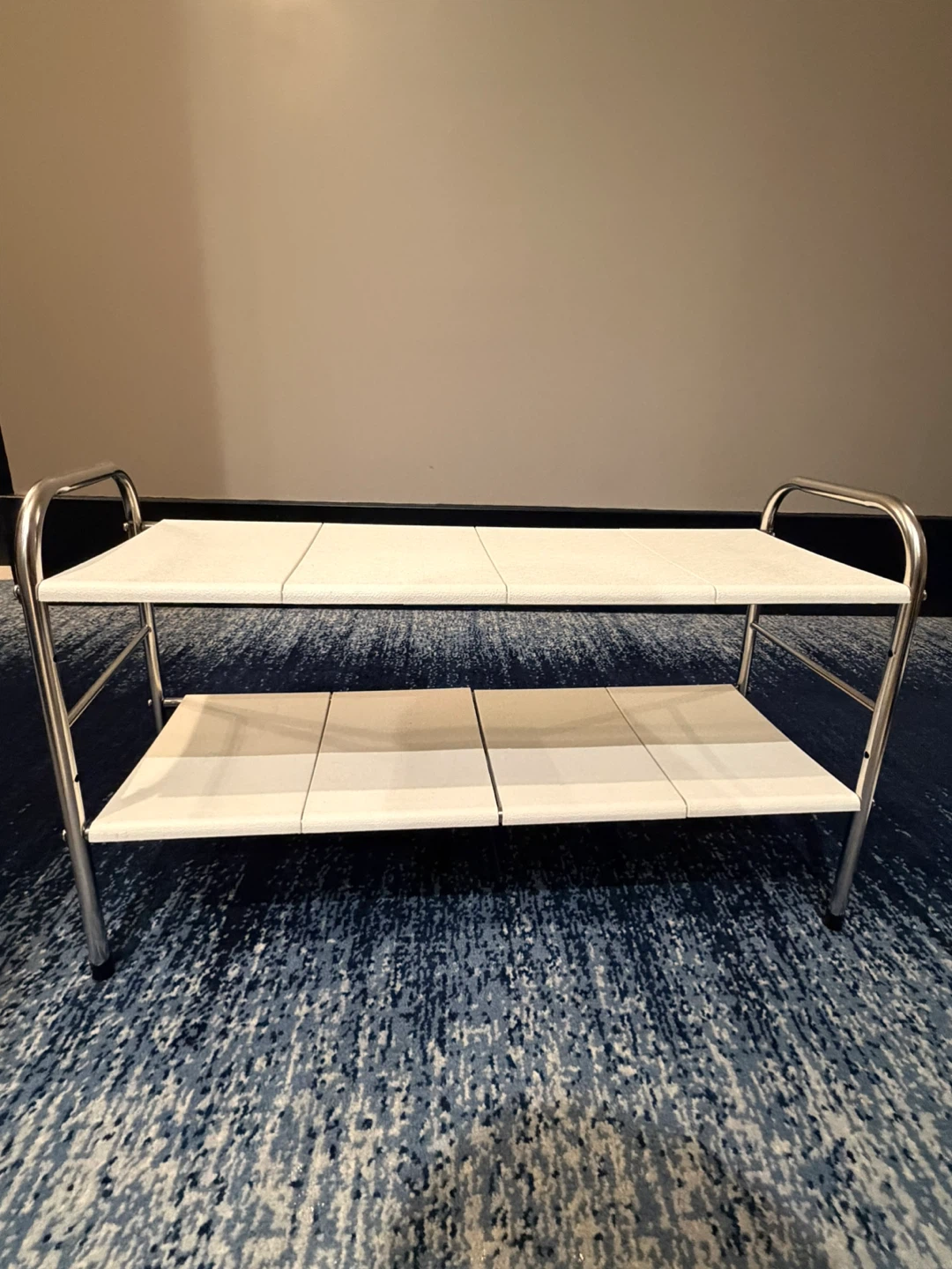 Two-Tier White Storage Shelf Rack - photo 2