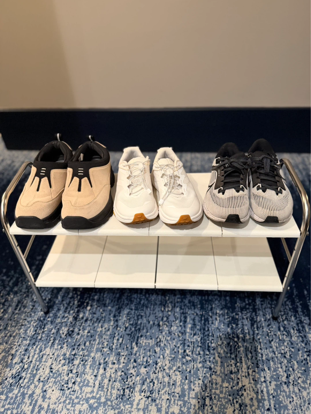 Two-Tier White Storage Shelf Rack