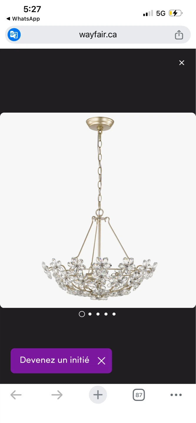 New Rosa Glam 3-Light Crystal Chandelier