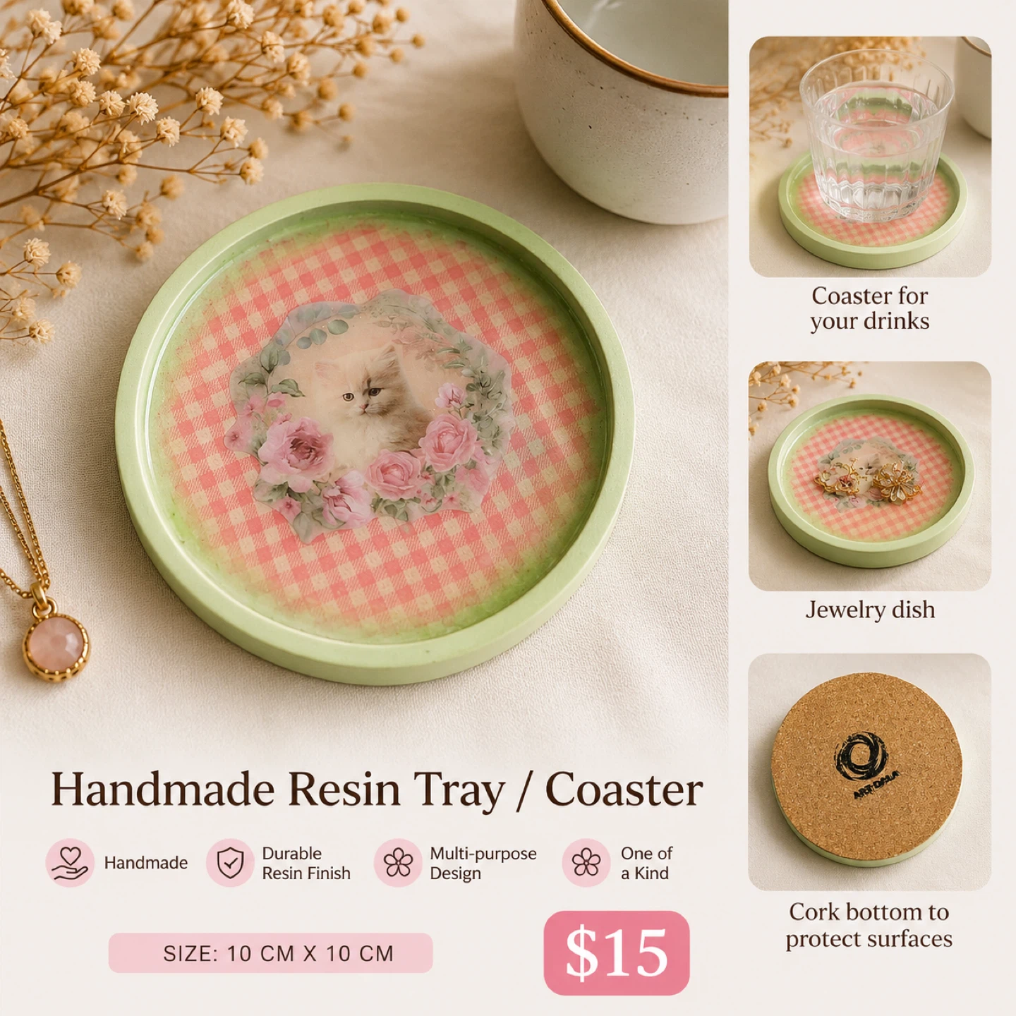 Handmade Resin Tray / Coaster - 10cm