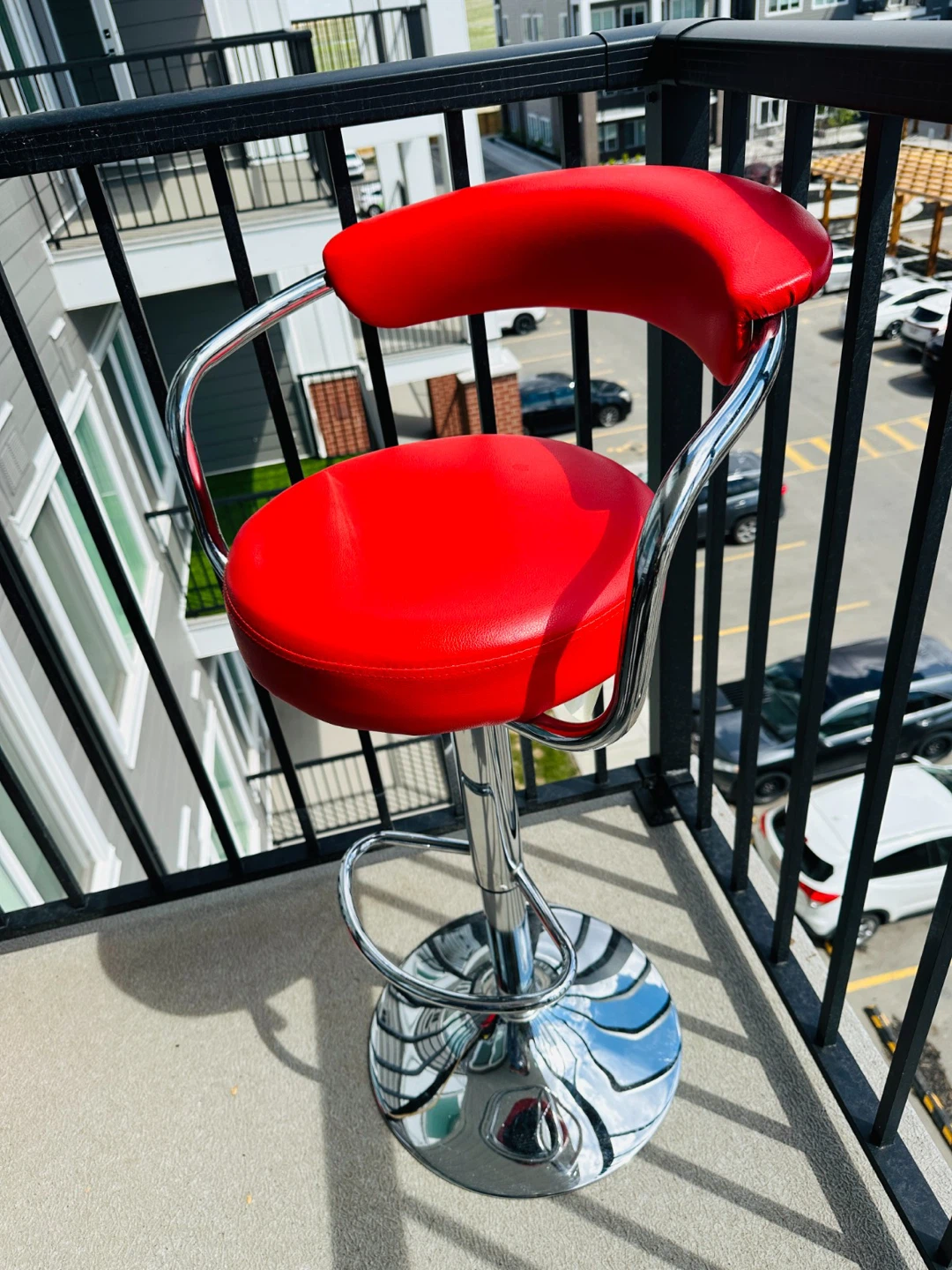 Red Adjustable Bar Stool